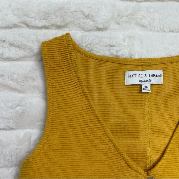Madewell Mustard Yellow Ribbed Button Front Tie Tank Top Sz XS - Picture 5 of 10
